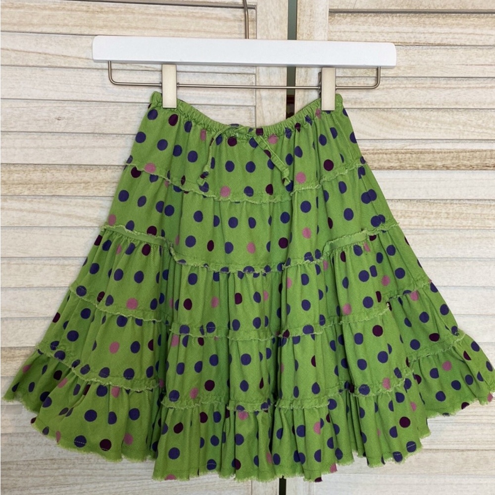 Mini Boden Green Polka Dot Tiered Skirt Size 5